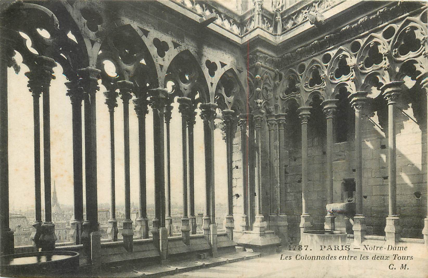 CPA Paris Notre Dame les Colonnades entre les deux Tours 