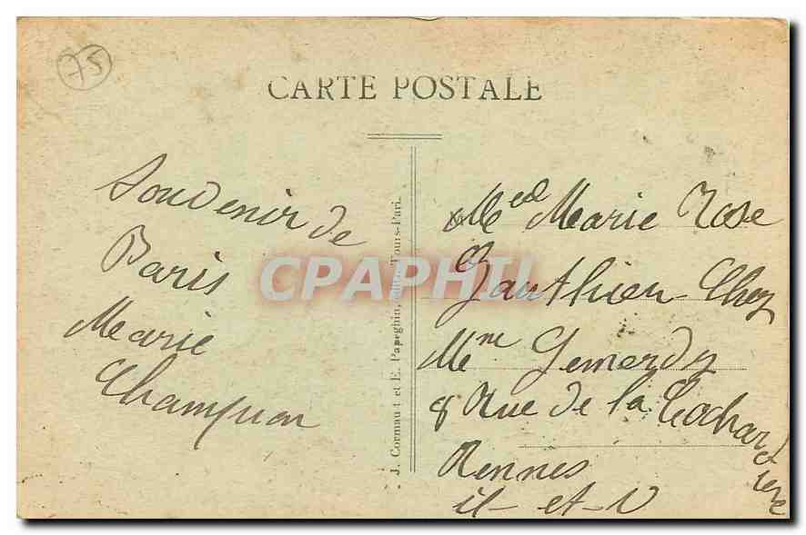 CPA Paris la Madeleine et la Rue Royale  — Verso