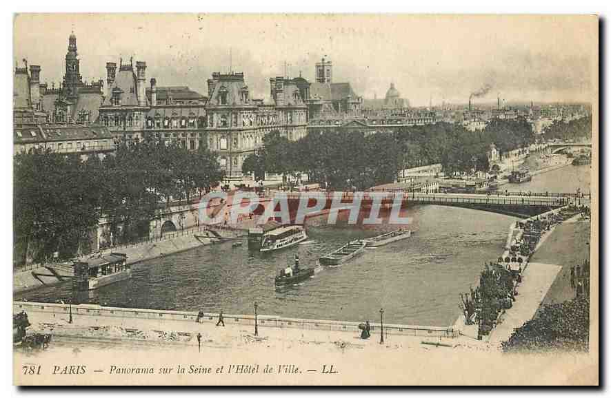 CPA Paris Panorama sur la Seine et l'Hotel de Ville 