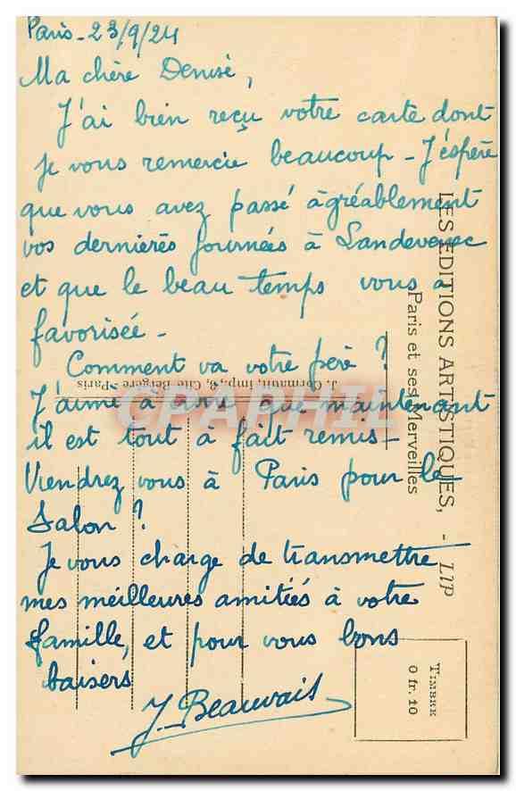 CPA Paris la Chambre des Deputes  — Verso