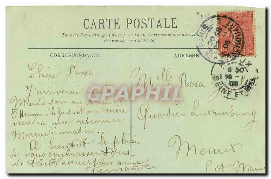 CPA Paris le Sacre Coeur  — Rückseite