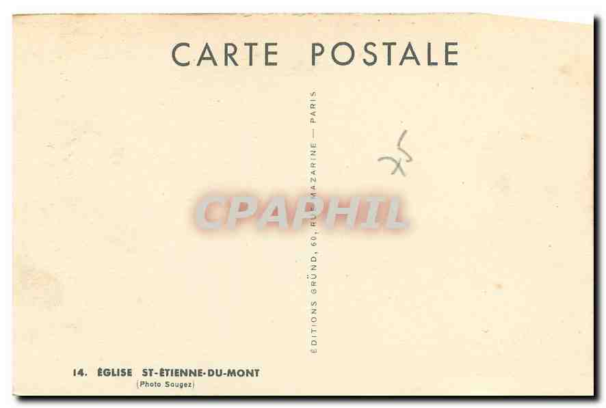 CPA Eglise St Etienne du Mont  — Verso