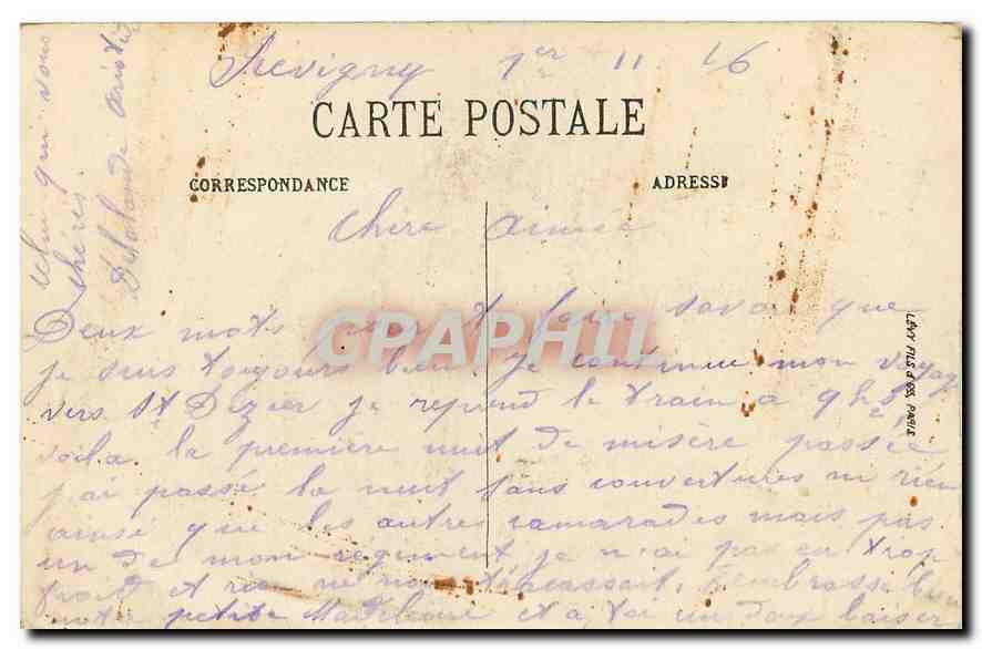 CPA Paris la Gare de l'Est  — Rückseite