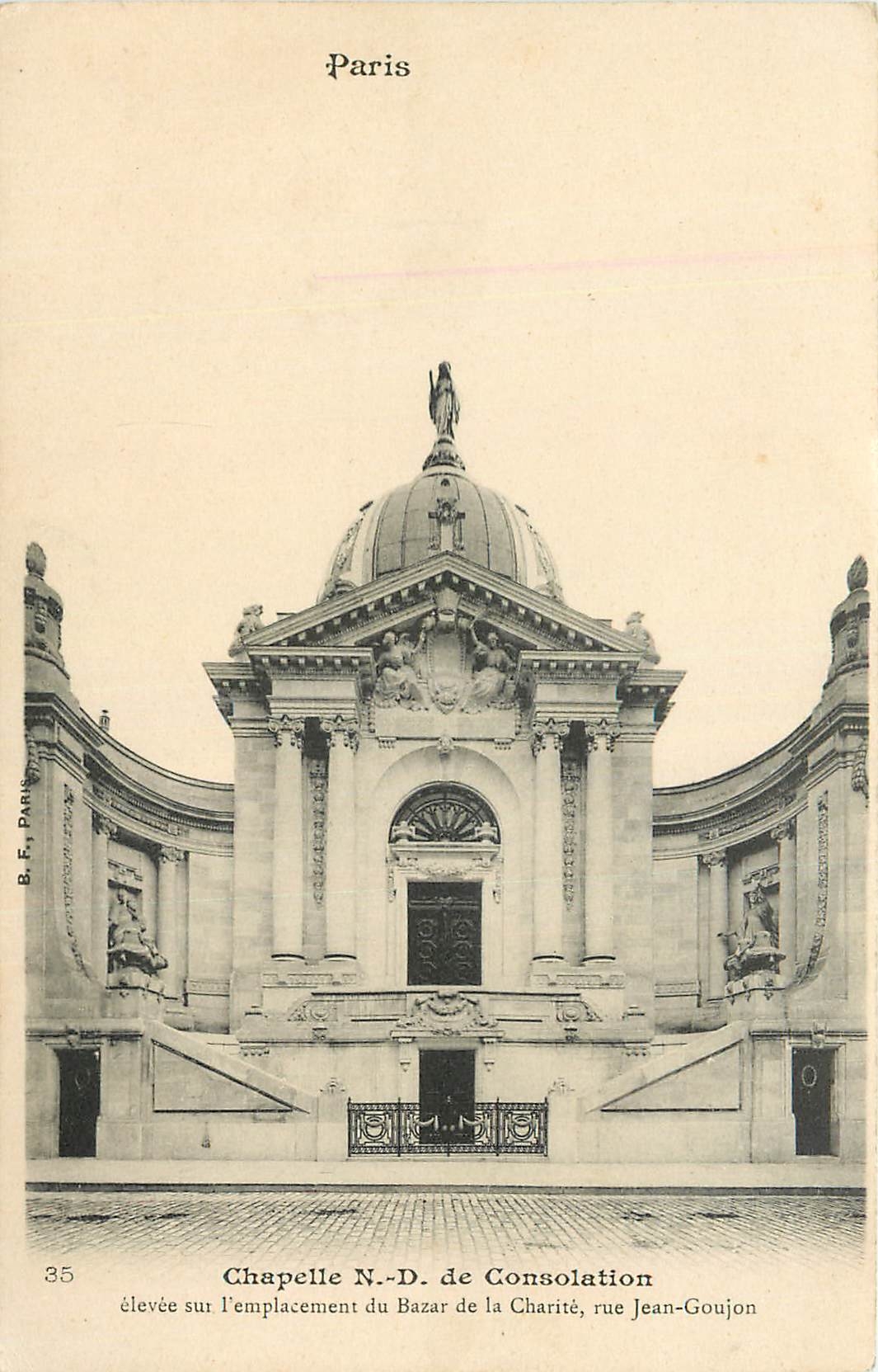 CPA Paris Chapelle N D de Consolation elevee sur l'emplacement du Bazar de la Charite rue Jean Goujo