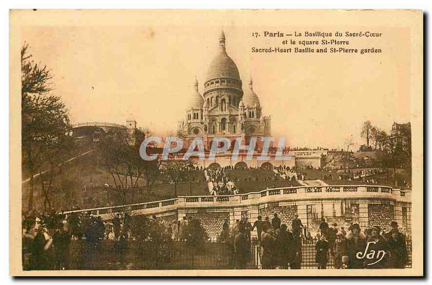 CPA Paris la Basilique du Sacre Coeur et le Square St Pierre 