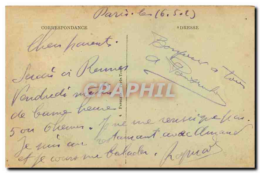 CPA Paris l'Arc de Triomphe et la Tombe du Soldat Inconnu  — Rückseite