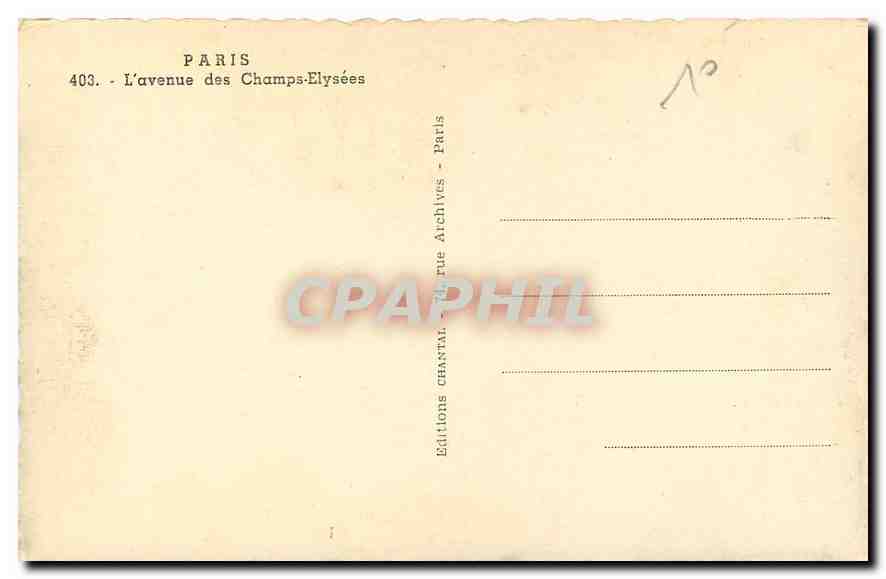 CPA Paris l'Avenue des Champs Elysees  — Rückseite