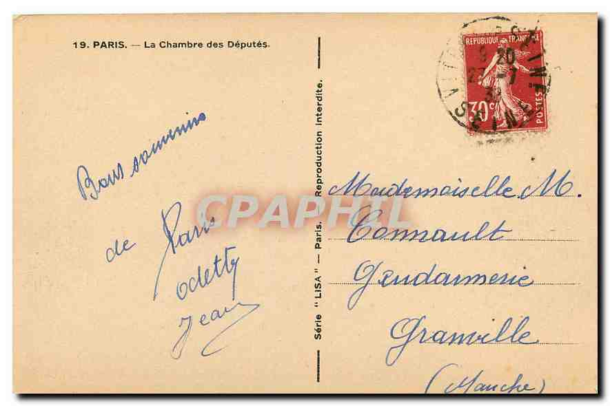 CPA Paris la Chambre des Deputes Bateau — Rückseite