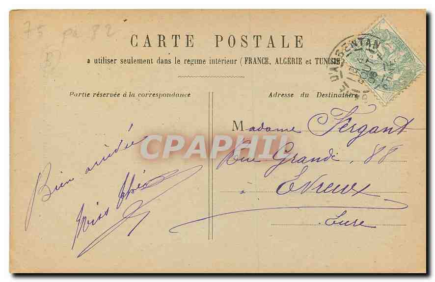 CPA Paris Boulevard de la Madeleine  — Rückseite