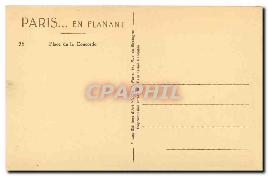 CPA Paris en flanant Place de la Concorde  — Rückseite