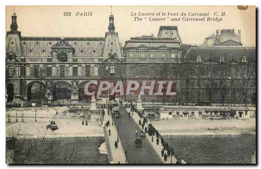 CPA Paris le Louvre et le Pont du Carousel 
