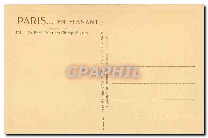 CPA Paris en flanant le Rond Point des Champs Elysees  — Rückseite
