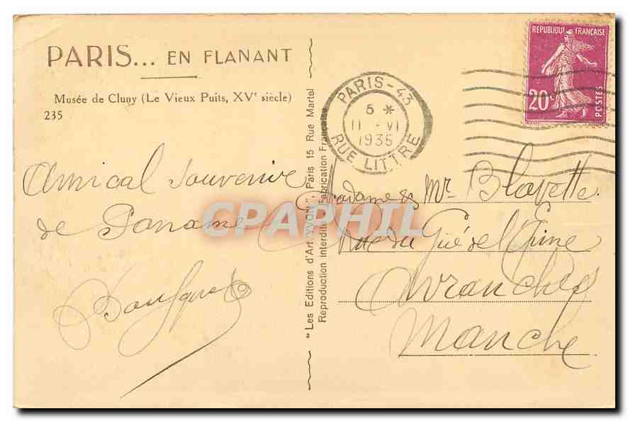 CPA Paris en Flanant Musee de Cluny le Vieux Puits XV siecle  — Rückseite