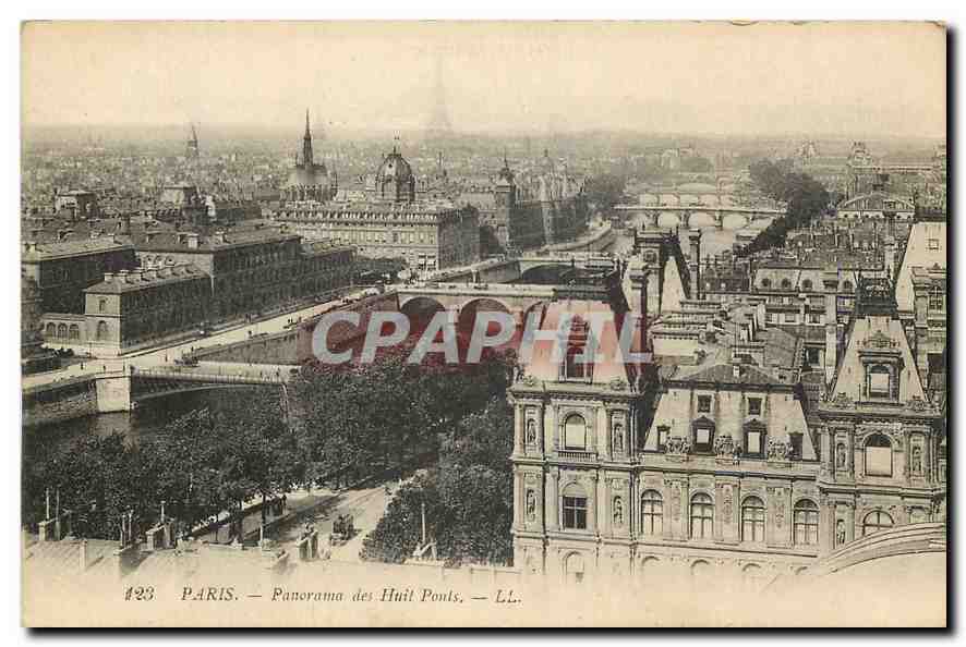 CPA Paris Panorama des huit Ponts 