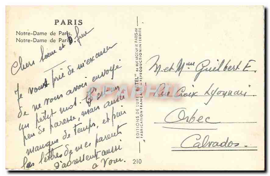 CPA Paris Notre Dame de Paris  — Rückseite