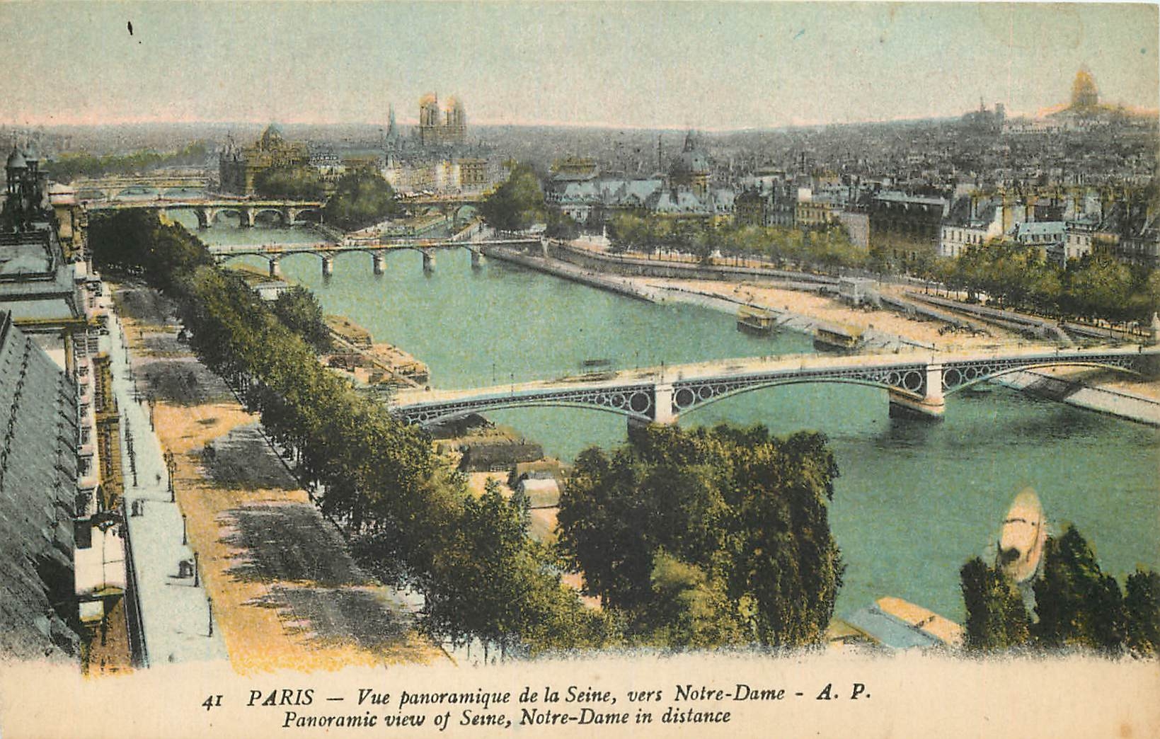 CPA Paris vue panoramique de la Seine vers Notre Dame 