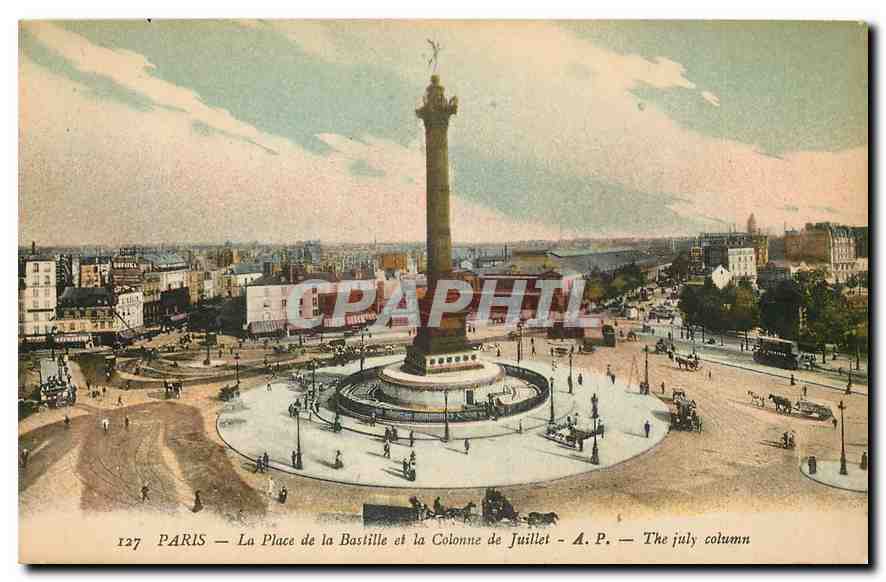 CPA Paris la Place de la Bastille et la Colonne de Juillet 
