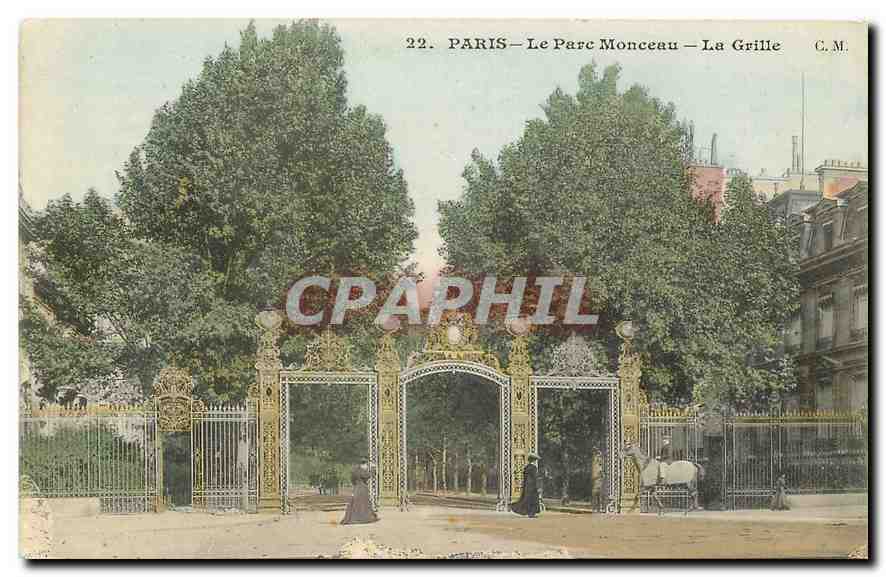 CPA Paris le Parc Monceau la Grille 