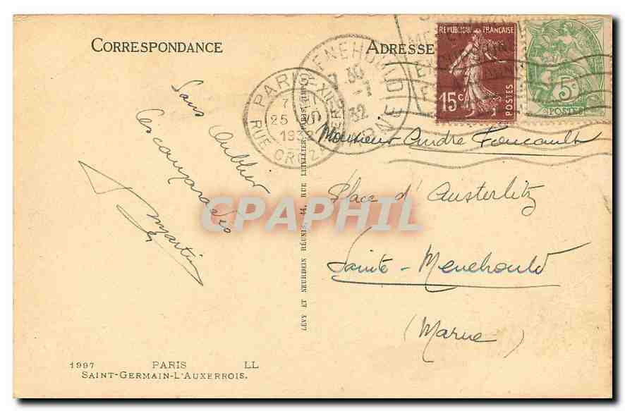 CPA Paris Saint Germain l'Auxerrois  — Verso