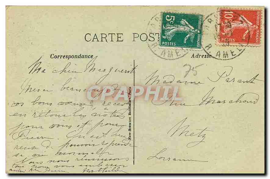 CPA Paris le Trocadero la Pensee Rhinoceros — Verso