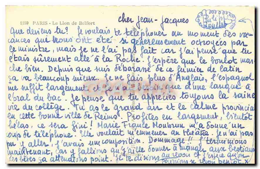 CPA Paris le Lion de Belfort  — Rückseite