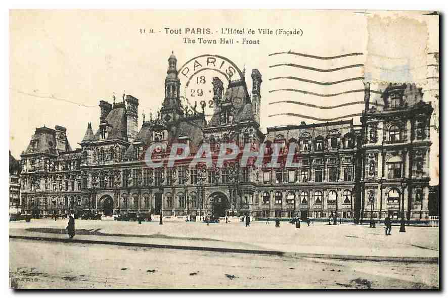Parigi - L'Hôtel de Ville (Facciata) — editore T.M. — numero di serie non visibile