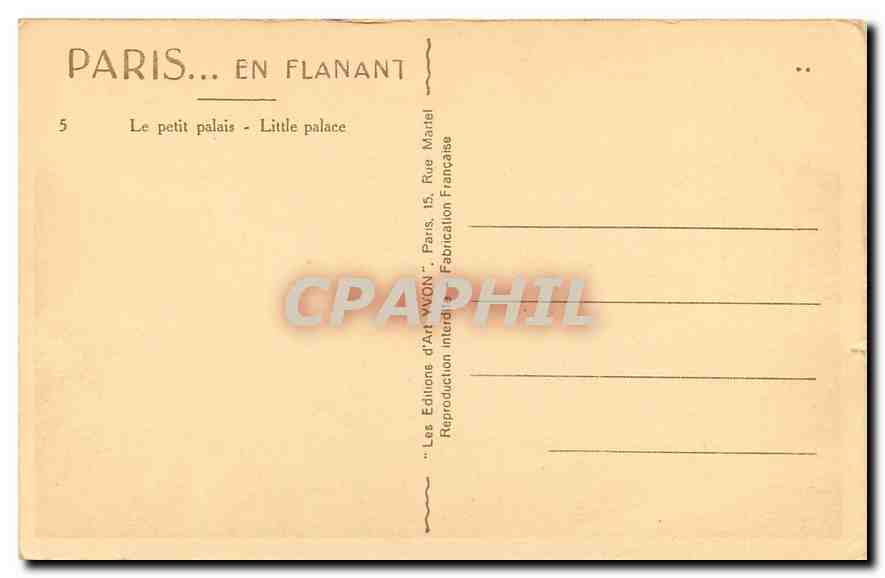 CPA Paris en Flanant le Petit Palais  — Rückseite