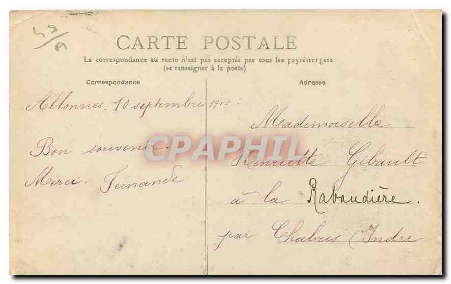 CPA Saumur M et L Hotel de Ville  — Rückseite