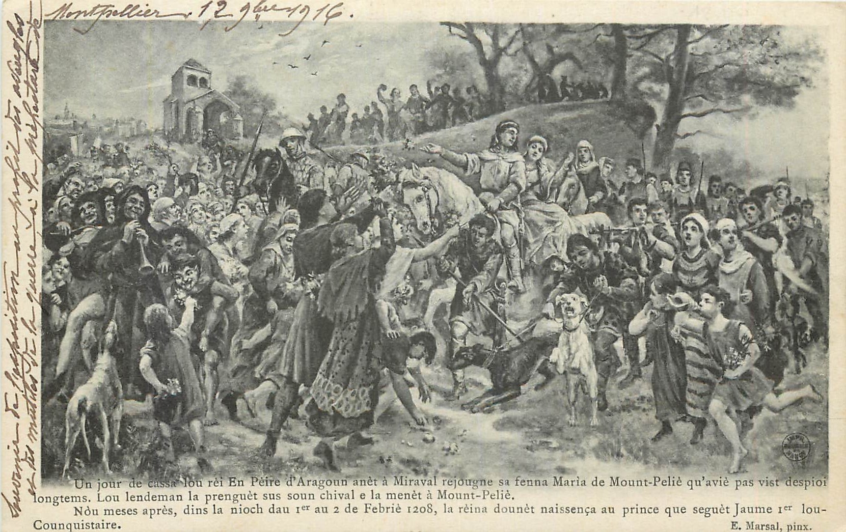 CPA En Peire d'Aragoun anet a Miraval rejougne sa fenna Maria de Mount Pelie 