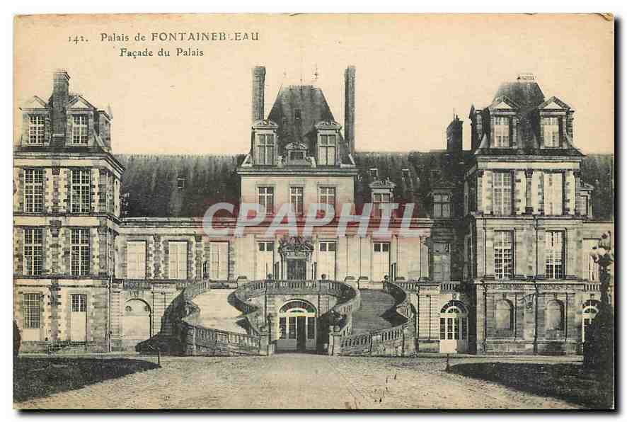 Palast von FONTAINEBLEAU — Fassade des Palastes — Verlag Léon Deléy, Paris, n° 141