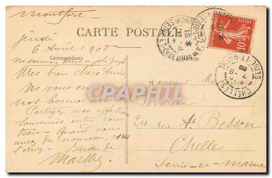 Montfort-l'Amaury — Ruines de l'Ancien Donjon Xe siècle et Tour d'escalier d'Anne de Bretagne XVe siècle — Librairie J. Ombredanne — Verso