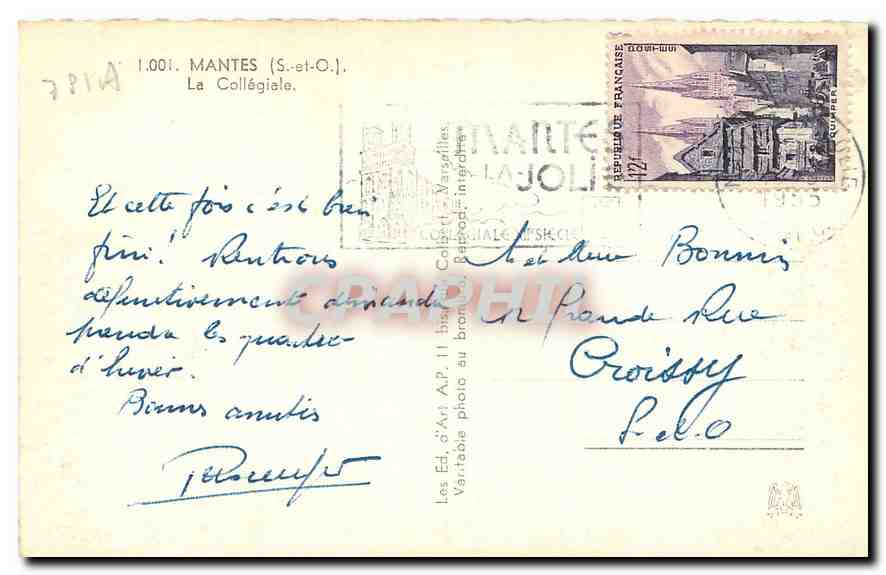 CPA Mantes S et O La Collegiale  — Verso
