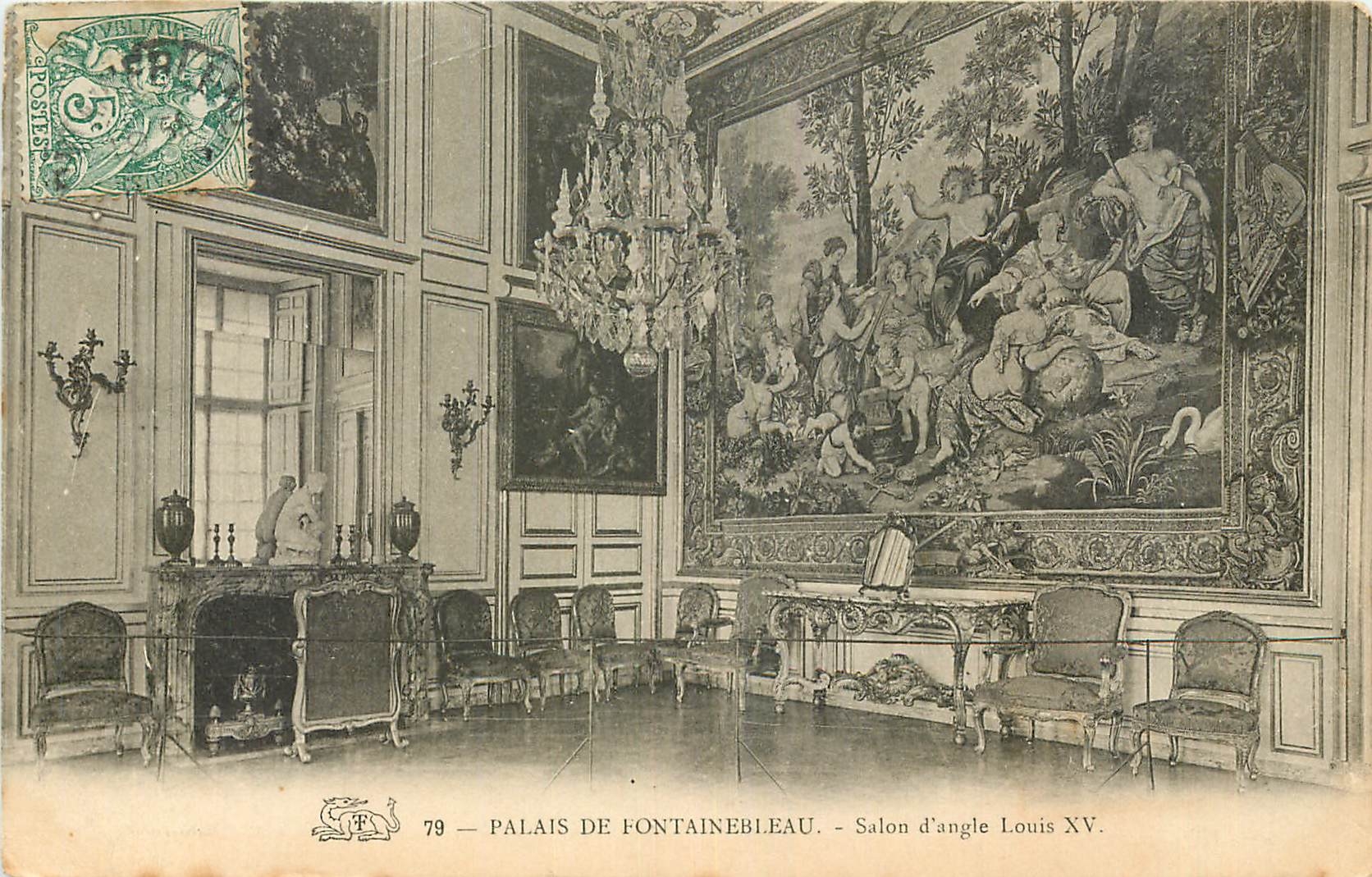 Palais de Fontainebleau — Salon d'angle Louis XV — Éditeur P. V. B. n° 79
