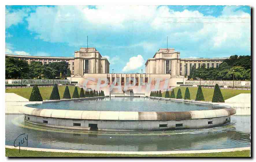 CPA Paris et ses merveilles Bassin des jardins du Trocadero et le palais de Chaillot 
