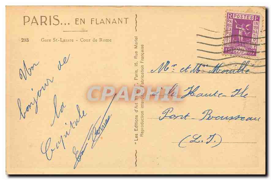 CPA Paris en flanant Gare St Lazare Cour de Rome  — Rückseite