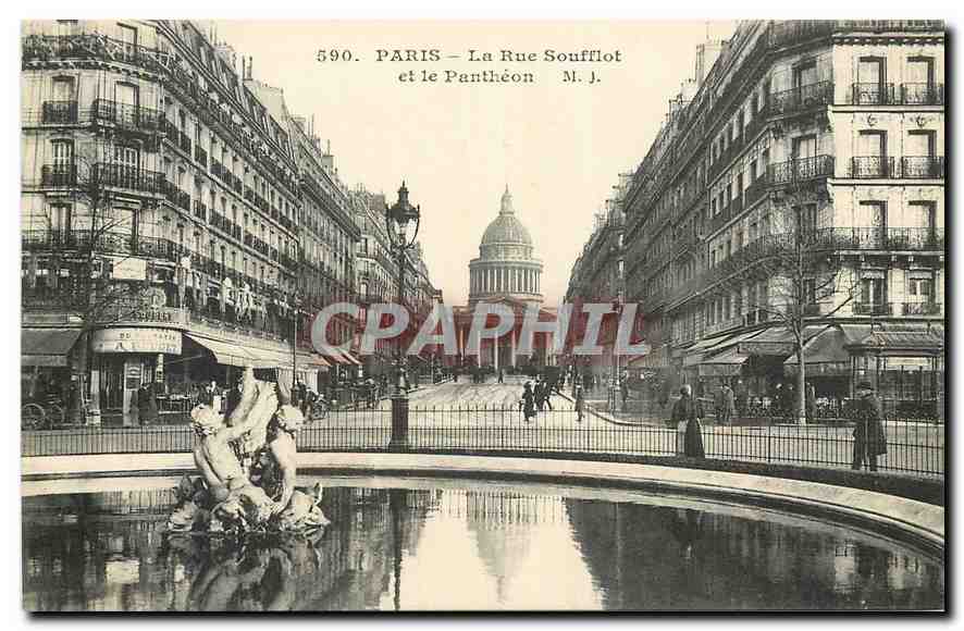CPA Paris La Rue Soufflot et le Pantheon 