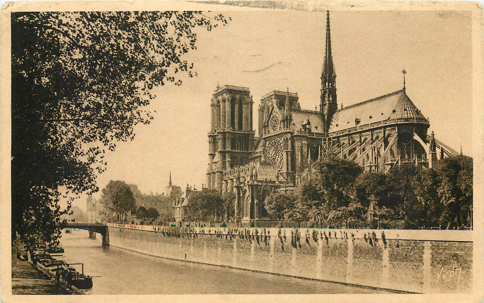 CPA Paris en flanant Notre Dame et le Square de l'Archeveche 
