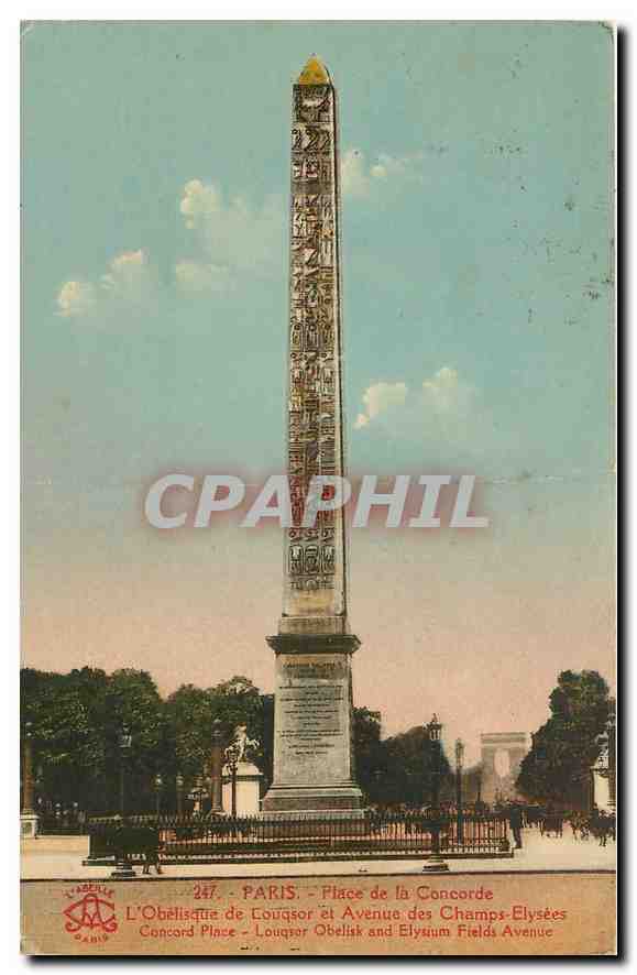 CPA Paris Place de la Concorde l'Obelisque de Louqsor et Avenue des Champs Elysees 