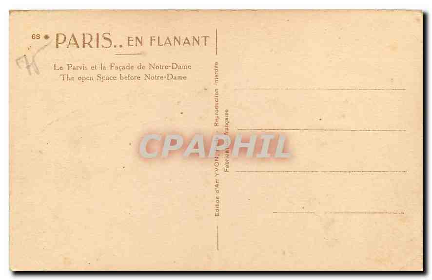 CPA Paris en flanant Le Parvis et la Facade de Notre Dame  — Verso