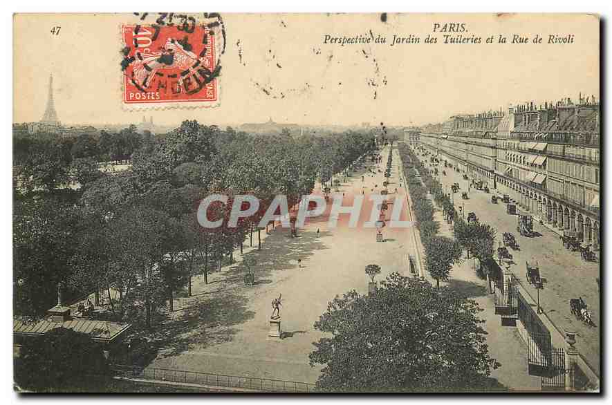 CPA Paris Perspective du Jardin des Tuileries et la Rue de Rivoli 