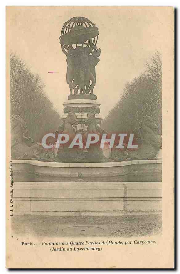 CPA Paris fontaine des Quatre Parties du Monde par Capreaux Jardin du Luxemburg 
