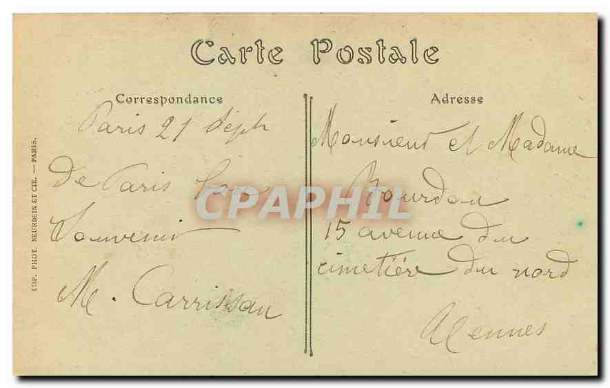 CPA Paris Hotel des Invalides le Tombeau de Napoleon Ier  — Rückseite