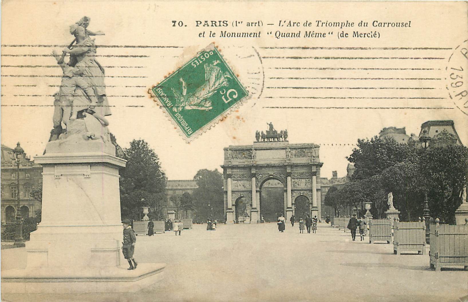 CPA Paris l'Arc de triomphe du Carrousel et le monument Quand Meme 