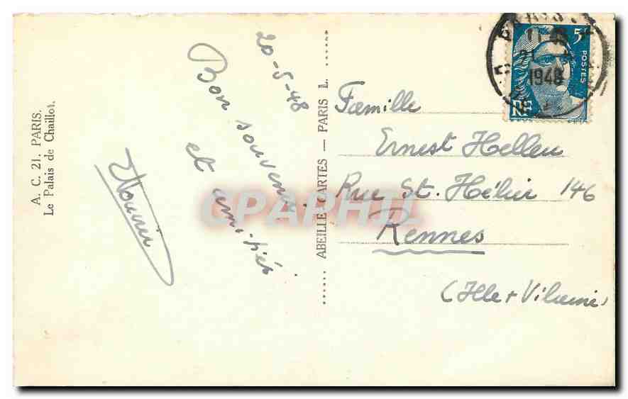 CPA Paris le Palais de Chaillot  — Verso