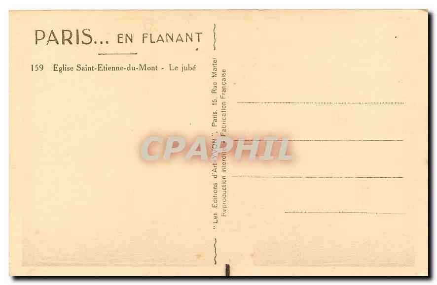 CPA Paris en flanant Eglise Saint Etienne du Mont le jube  — Verso