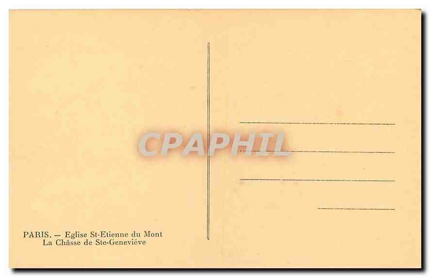 CPA Paris Eglise St Etienne du Mont la Chasse de Ste Genevieve  — Rückseite