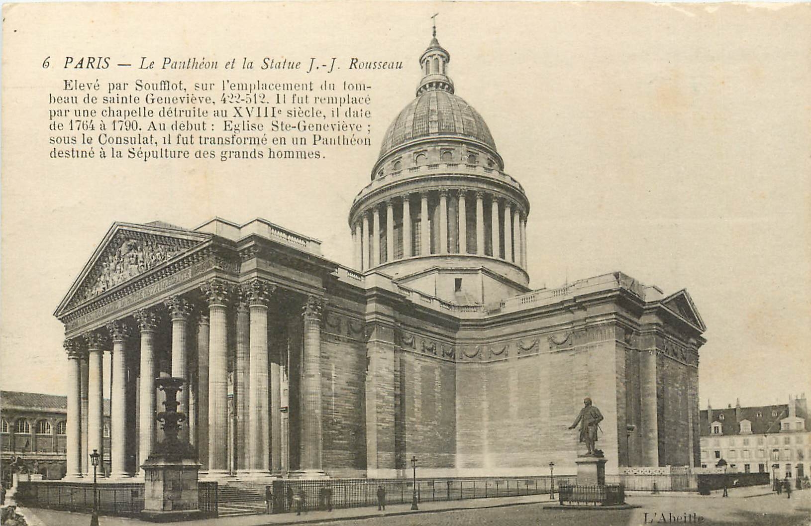 CPA Paris le Pantheon et la Statue J J Rousseau 