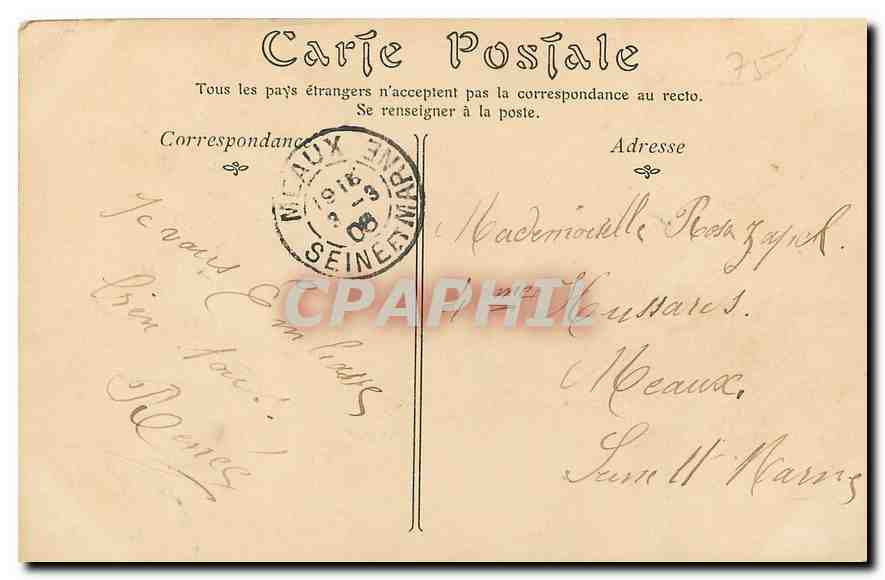 CPA Paris Parc des Buttes Chaumont et Mairie du XIX arrondissement  — Rückseite