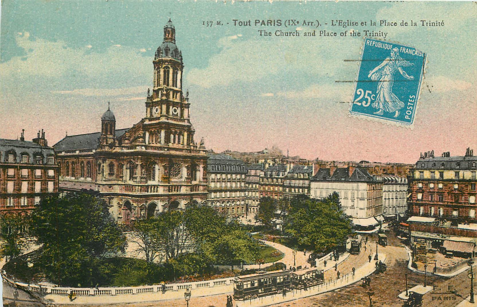 CPA Tout Paris l'Eglise et la Place de la Trinite 