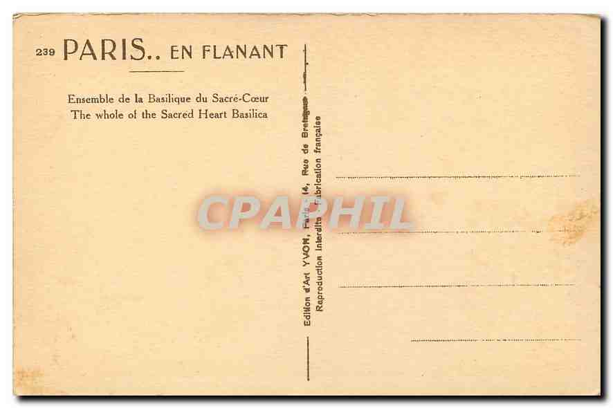 CPA Paris en flanant ensemble de la Basilique du Sacre Coeur  — Rückseite